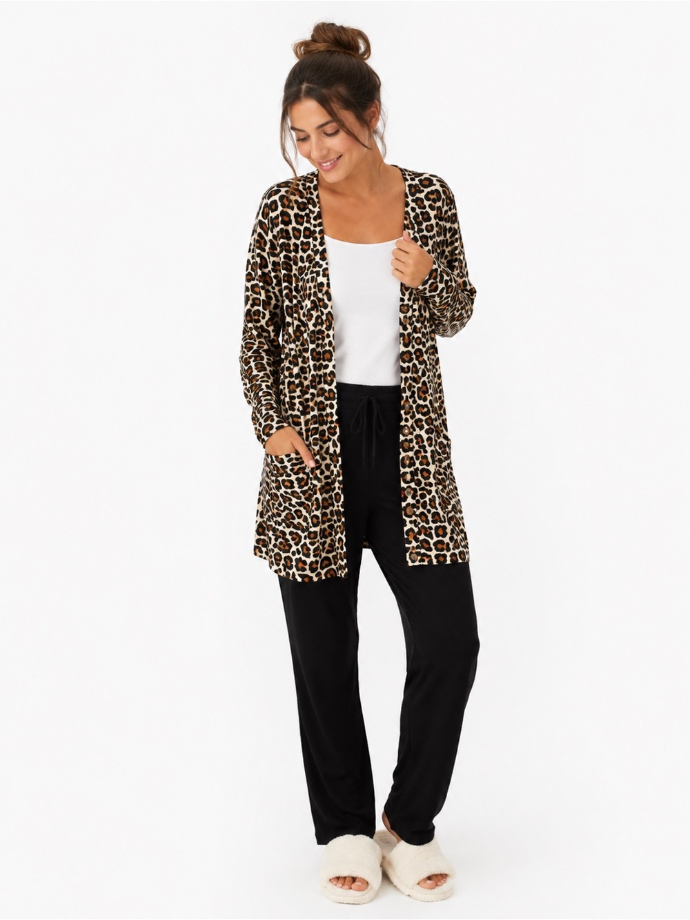 Posh Peanut Lana Leopard Lounge Cardigan Bamboo Luxe Cozy Preppy Soft Staple